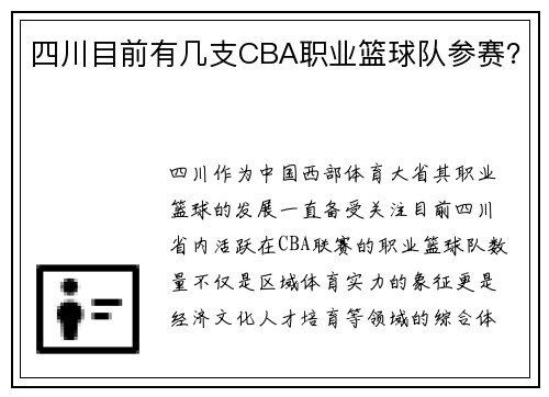 四川目前有几支CBA职业篮球队参赛？